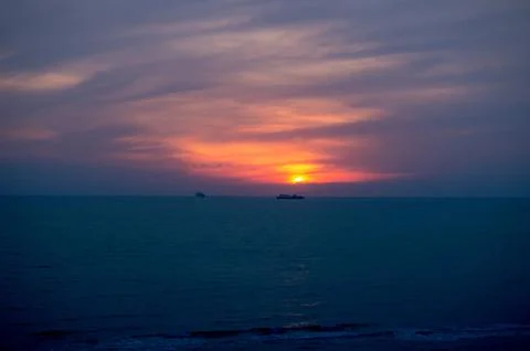 Sunset over Adriatic sea, Durres, Albania Stock Photos