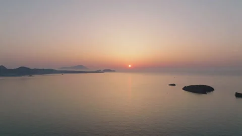 Sunset over the Aegean Sea, Greece Stock Footage 220185219