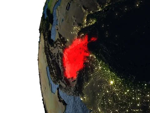 Sunset over Afghanistan from space Stock Illustration