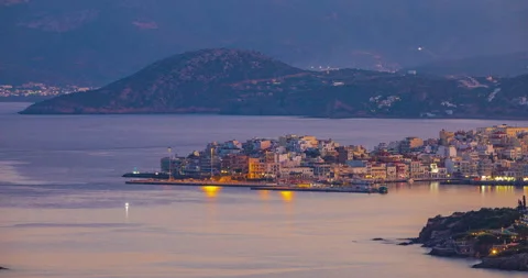 Sunset over Agios Nikolaus. Crete, Greece Stock Footage 220533676