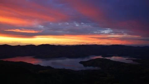 Sunset over Akaroa Stock Photos