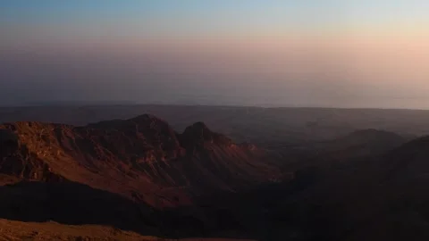 Sunset over the Al Hajar Mountains in Oman Stock Footage 318648239