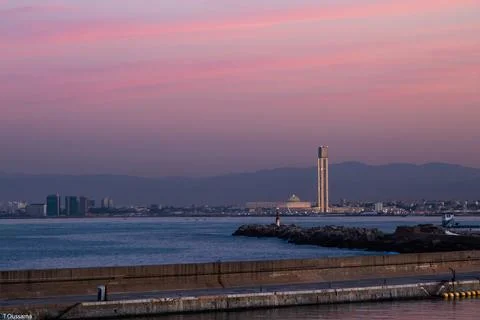 Sunset over Algiers great mosque Stock Photos