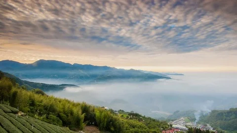 Sunset over Alishan Range, Alisan National Park, Taiwan 스톡 동영상 74269857