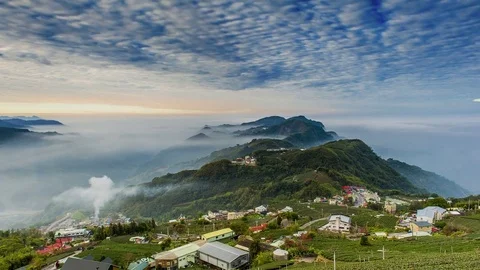 Sunset over Alishan Range, Alisan National Park, Taiwan Stock-Footage 74270980