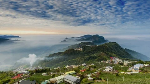 Sunset over Alishan Range, Alisan National Park, Taiwan Stock-Footage 74289808