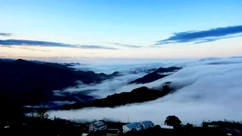 Sunset over Alishan Range, Alisan National Park, Taiwan Video stock 85796848