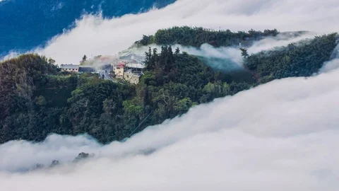 Sunset over Alishan Range, Alisan National Park, Taiwan Video stock 86834466