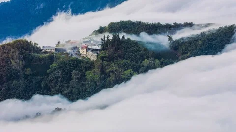 Sunset over Alishan Range, Alisan National Park, Taiwan Video stock 86834595