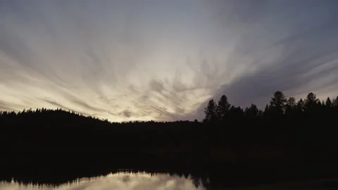 Sunset over alpine lake Stock Footage 287864574