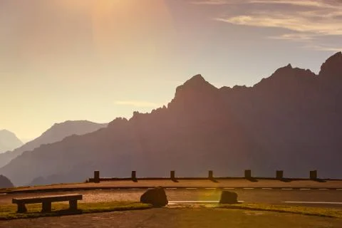 Sunset over Alps mountains 스톡 사진
