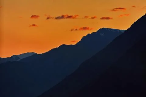 Sunset over the Altai mountains in the vicinity of Aktash village. Foto stock