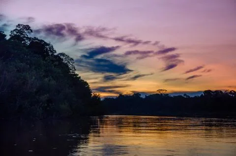 Sunset over Amazon river in Brazil Stock Photos