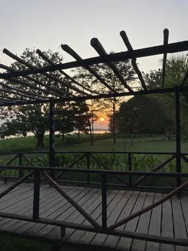 Sunset Over the Amazon Riverbank Stock Photos