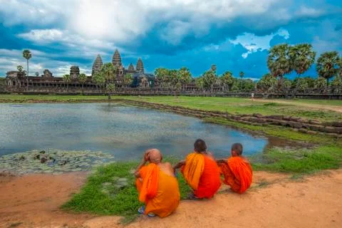 Sunset over Angkor Wat Stock Photos