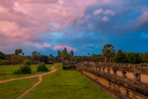 Sunset over Angkor Wat Stock Photos