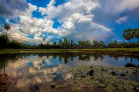Sunset over Angkor Wat Stock Photos