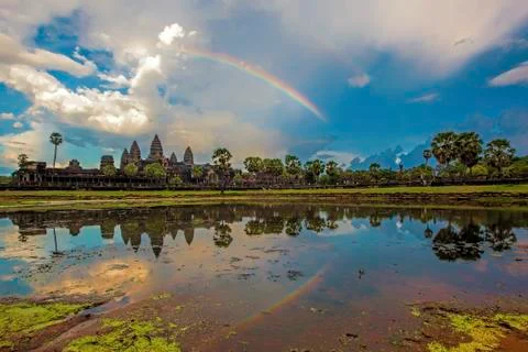 Sunset over Angkor Wat Stock Photos