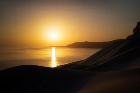 Sunset over Arher beach at eastern Socotra, Yemen, taken in November 2021 Stock Photos