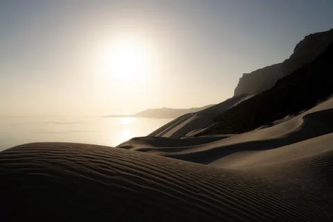 Sunset over Arher beach at eastern Socotra, Yemen, taken in November 2021 Stock Photos