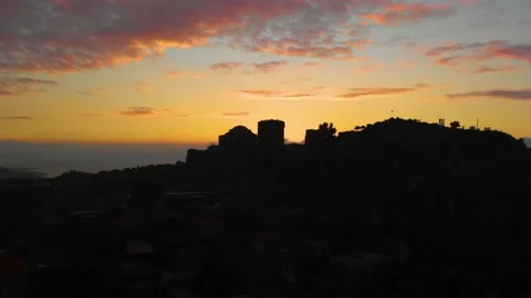 Sunset over Assos Castle Stock Footage 147058099