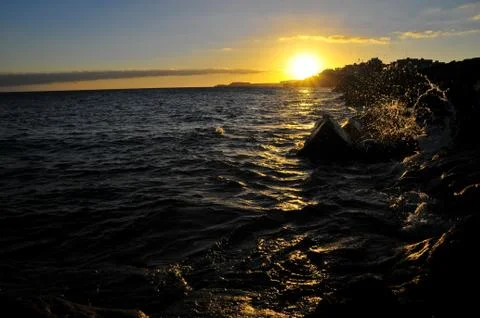 Sunset over the atlantic ocean Stock-Fotos