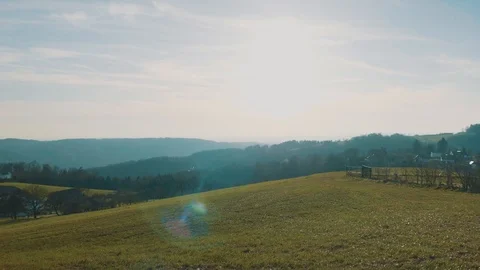 Sunset over Austrian Field | Golden Hour | HD Stock Footage 88476124