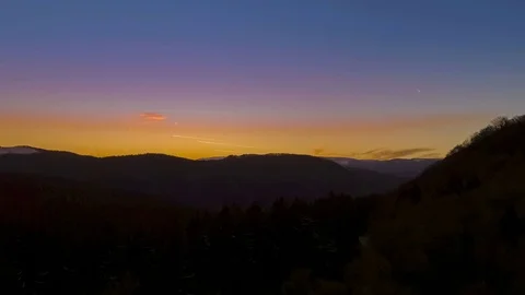 Sunset over autumn forest Stock Footage 69902875