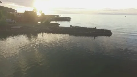 Sunset over Baikal state natural biosphere reserve Stock Footage 80552012