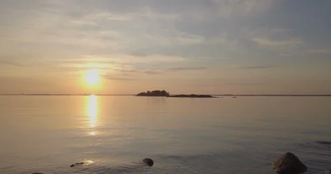 Sunset over the baltic sea in Helsinki Finland Stock Footage 113268632
