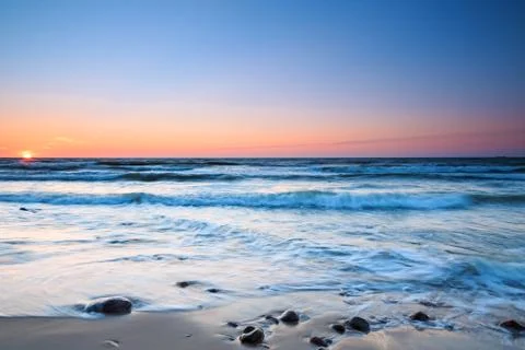 Sunset over Baltic sea Stock Photos