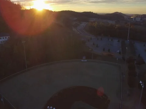 Sunset Over Baseball Field in Fall Aerial Drone Tracking Shot in 2K 库存影片 74717746