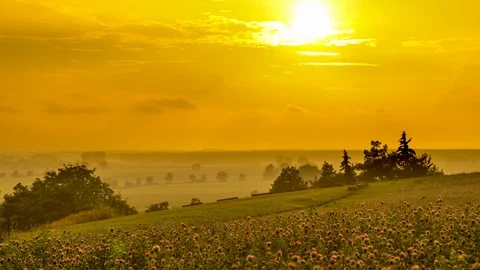 Sunset over the Bavarian hills Stock Footage 101312894