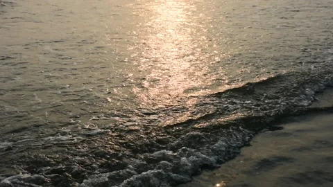 Sunset Over Bay of Bengal with Gentle Waves Stock Footage 331765660