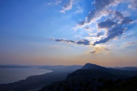 Sunset over the bay Stock Photos