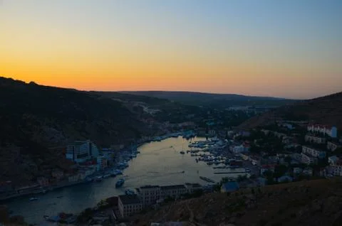 Sunset over bay Stock Photos