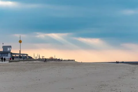 Sunset over the beach, Cuxhaven Stock Photos