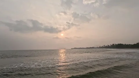 Sunset Over the Beach in Matara, Sri Lanka – Beautiful Coastal Landscape Stock Footage 344707782