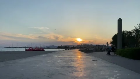 Sunset over beach in Spain Video stock 194171655
