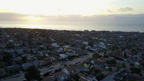 Sunset over beach town Stock Footage 71152773