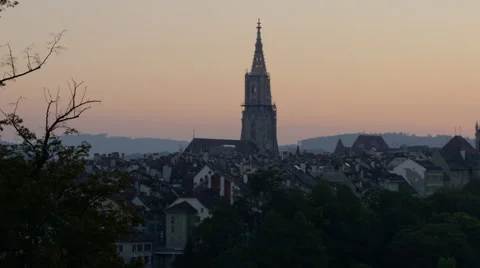 Sunset over the beautiful city of Bern. Stock Footage 63024322