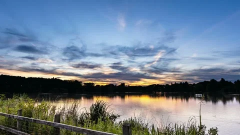 Sunset over beautiful lake Stock Footage 143092644