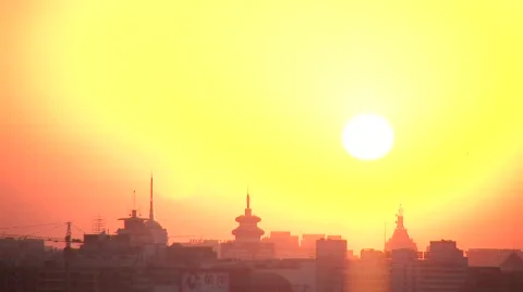 Sunset Over Beijing Stock Footage 147912