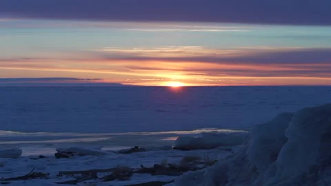 Sunset over Bering Sea Video stock 150282838
