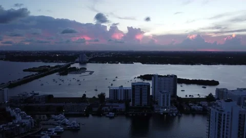 Sunset over biscayne bay miami florida Stock Footage 157514902