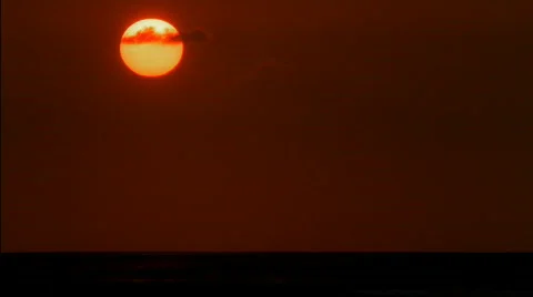 Sunset over Black Ocean HD Stock Footage 530382