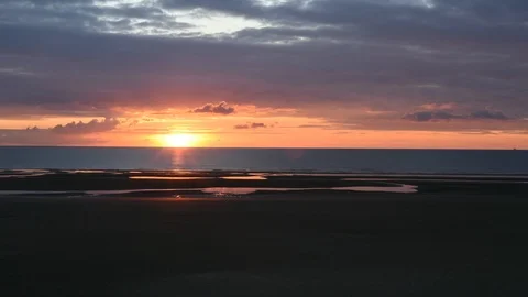 Sunset over Blackpool beach, time lapse Stock Footage 101064210