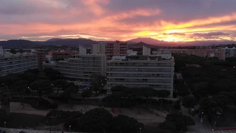 Sunset Over the Blanes Costa Brava Stock Footage 113459671