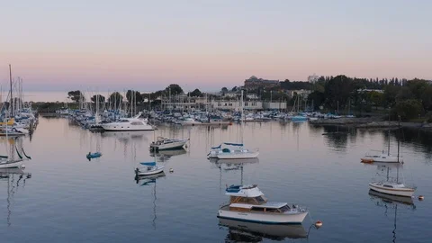 Sunset over Boat Marina Stock Footage 115560798