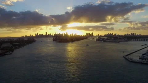 A sunset over a body of water Stock Footage 155458644